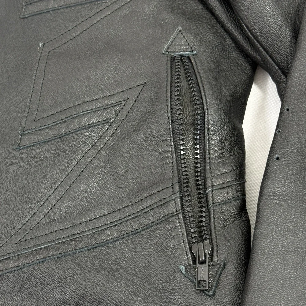 Teknic Black Padded‎ Leather Motorcycle Motocross Racing Jacket Size 42/52